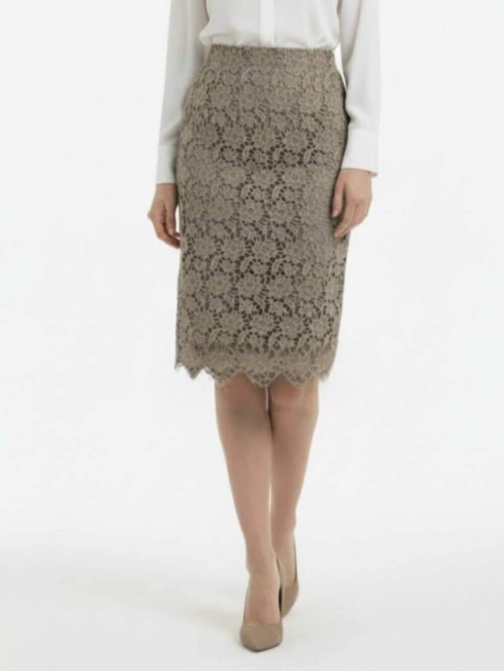 NWT@$398! WORTH! LODEN GREEN MACRAME LACE OVER STRETCH CHIFFON SKIRT! SZ 10